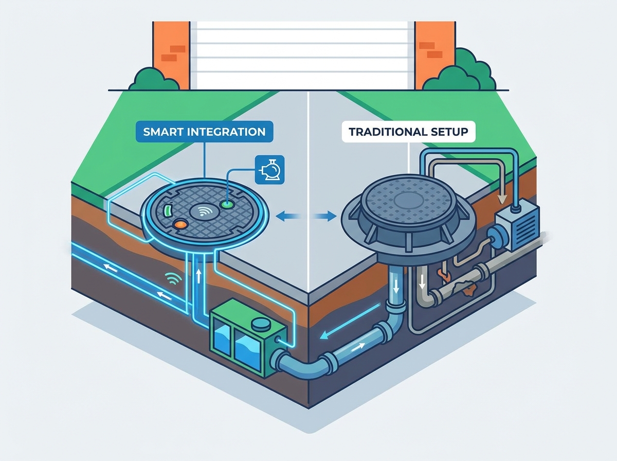 Driveway water pump manhole cover installation