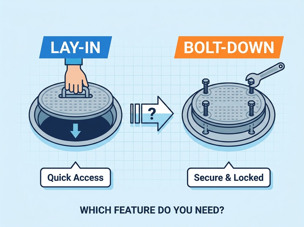 Lay-in and bolt-down manhole cover comparison for municipal infrastructure